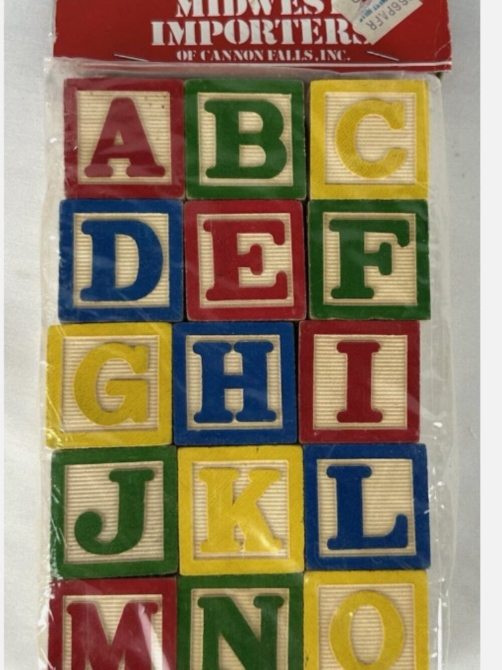 NEW Vtg Midwest Importers Of Cannon Falls Wooden Alphabet Blocks 1" Letters